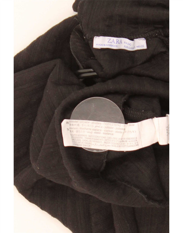 Damski top Zara Oversize z wiązaniem z przodu i grafiką z długim rękawem UK 10 Small Black