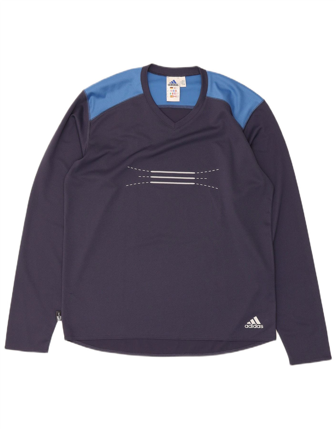 Adidas Męskie Climalite Graphic Top z długim rękawem, średni granatowy, blok kolorów