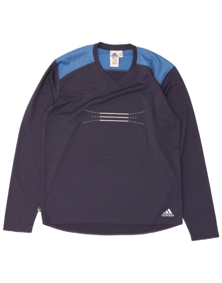 Adidas Męskie Climalite Graphic Top z długim rękawem, średni granatowy, blok kolorów