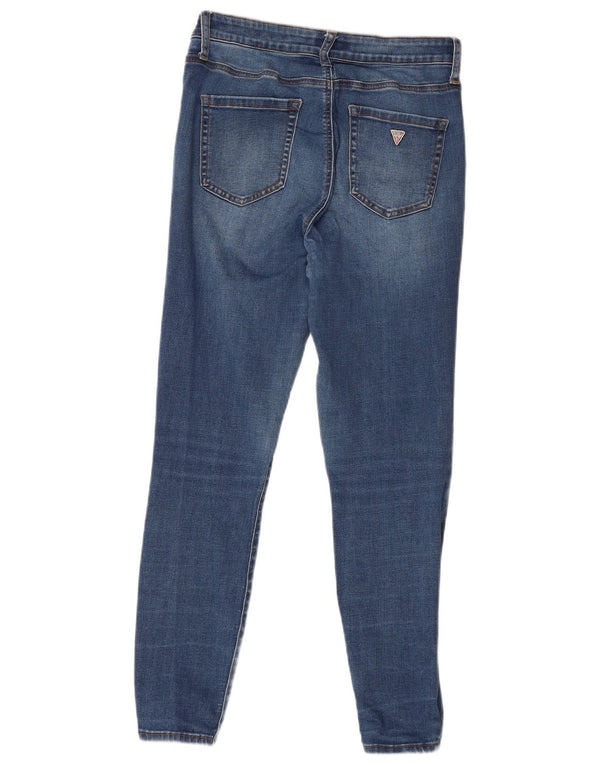 Damskie dżinsy rurki Guess Sculpt Mid Rise W32 L27 Niebieskie bawełniane
