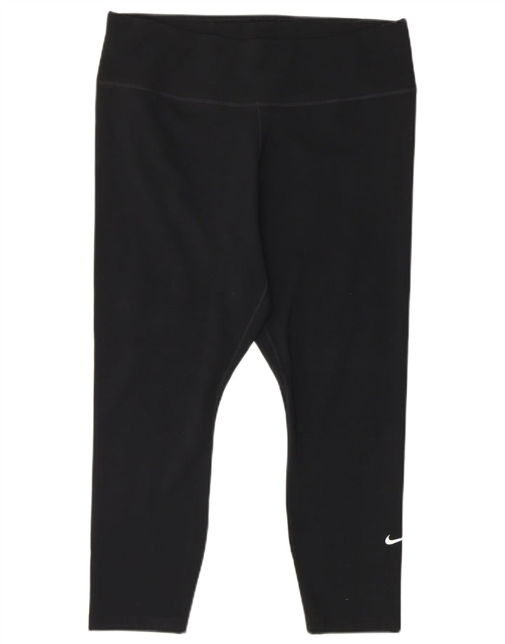 Damskie legginsy NIKE Dri Fit Capri UK 14, duże, czarne, poliestrowe
