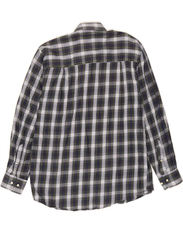 VINTAGE Mens Flannel Shirt Large Navy Blue Check Cotton Vintage Vintage and Second-Hand Vintage from Messina Hembry 