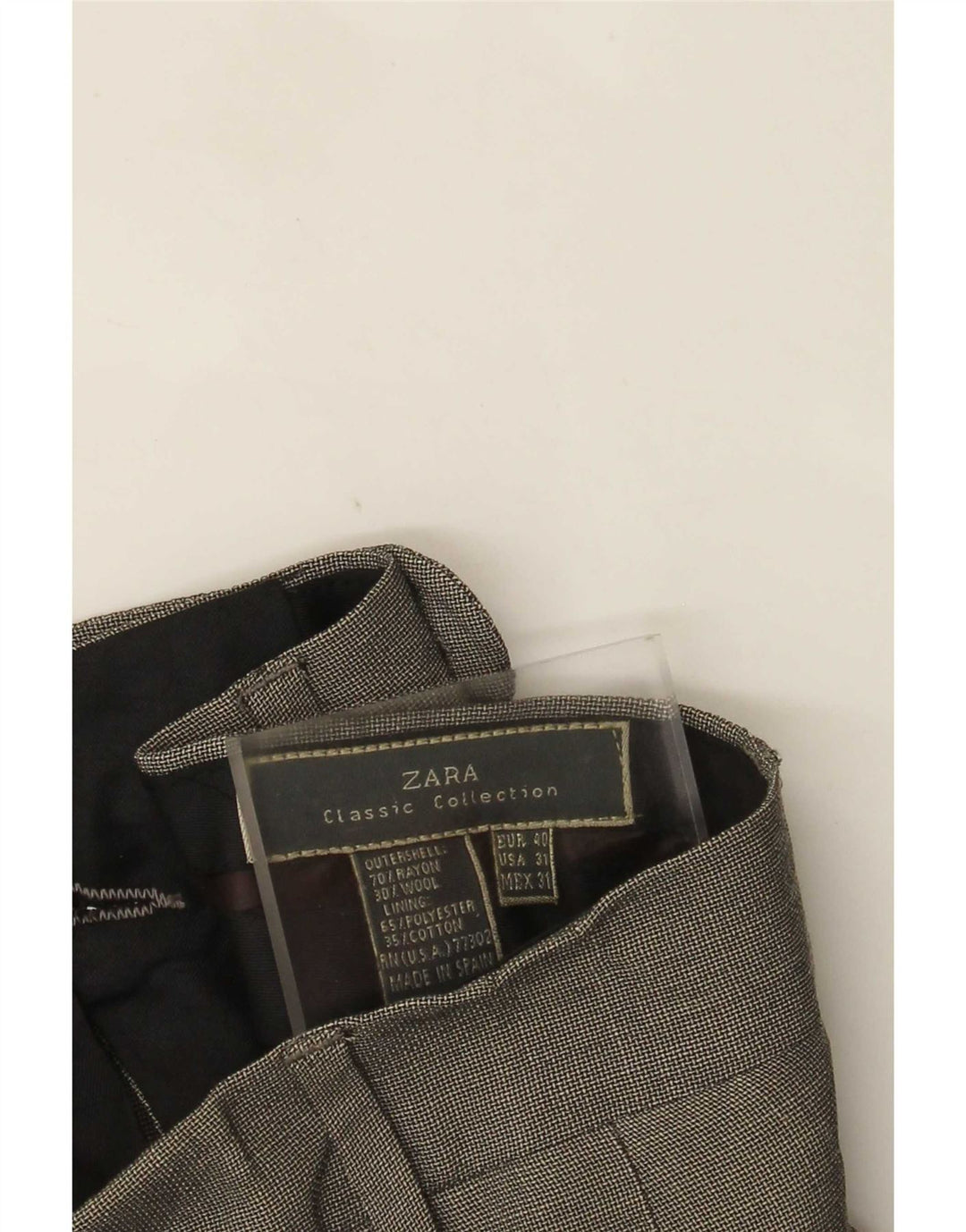 Męskie spodnie garniturowe Zara EU 40 Medium W31 L30 Szara krata Rayon