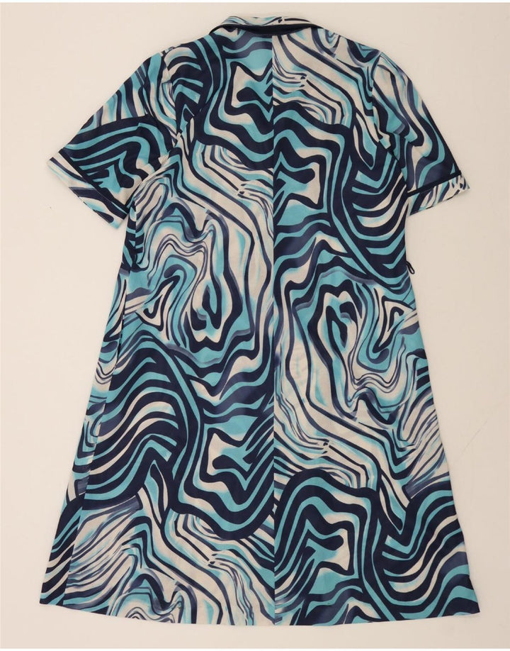 BROMLEY  Womens Abstract Pattern A-Line Dress UK 20 2XL Blue Polyester Vintage Bromley and Second-Hand Bromley from Messina Hembry 