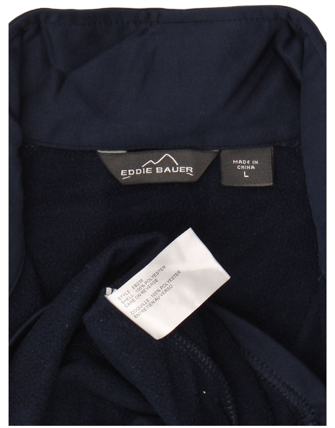 EDDIE BAUER Męski sweter z zamkiem błyskawicznym, duży, granatowy, poliester