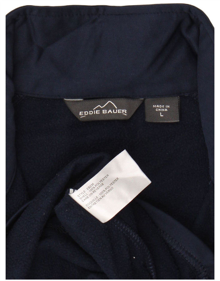 EDDIE BAUER Męski sweter z zamkiem błyskawicznym, duży, granatowy, poliester