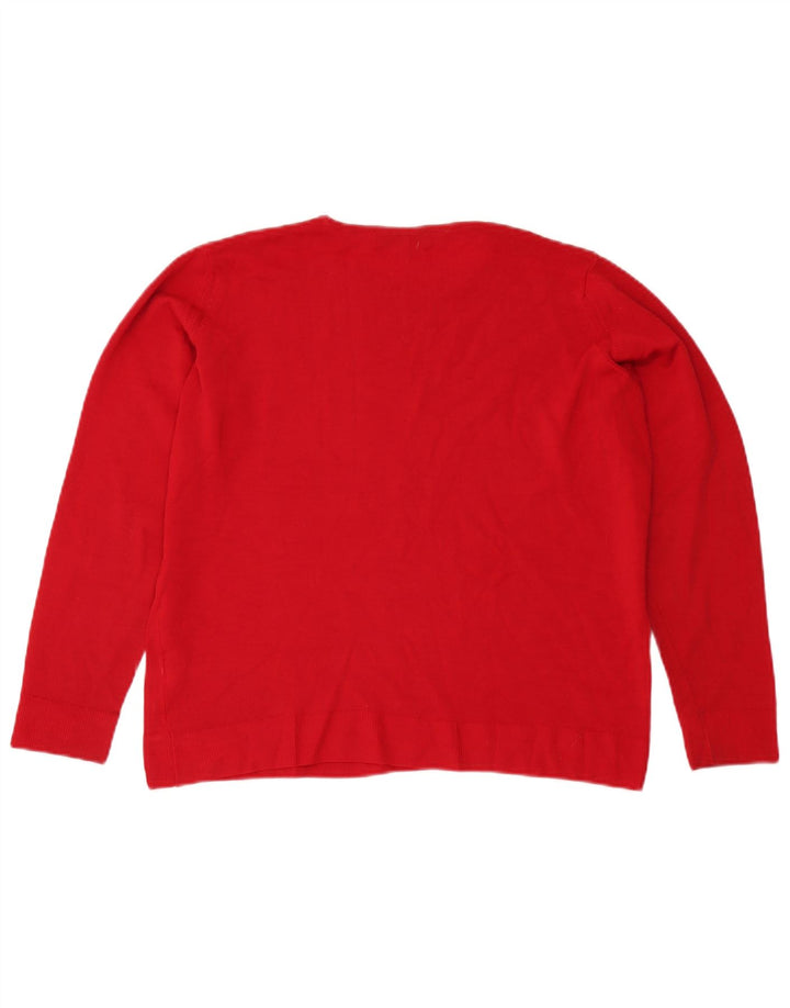Marks & Spencer Damski sweter z dekoltem w łódkę, UK 16, duży, czerwony, wełniany