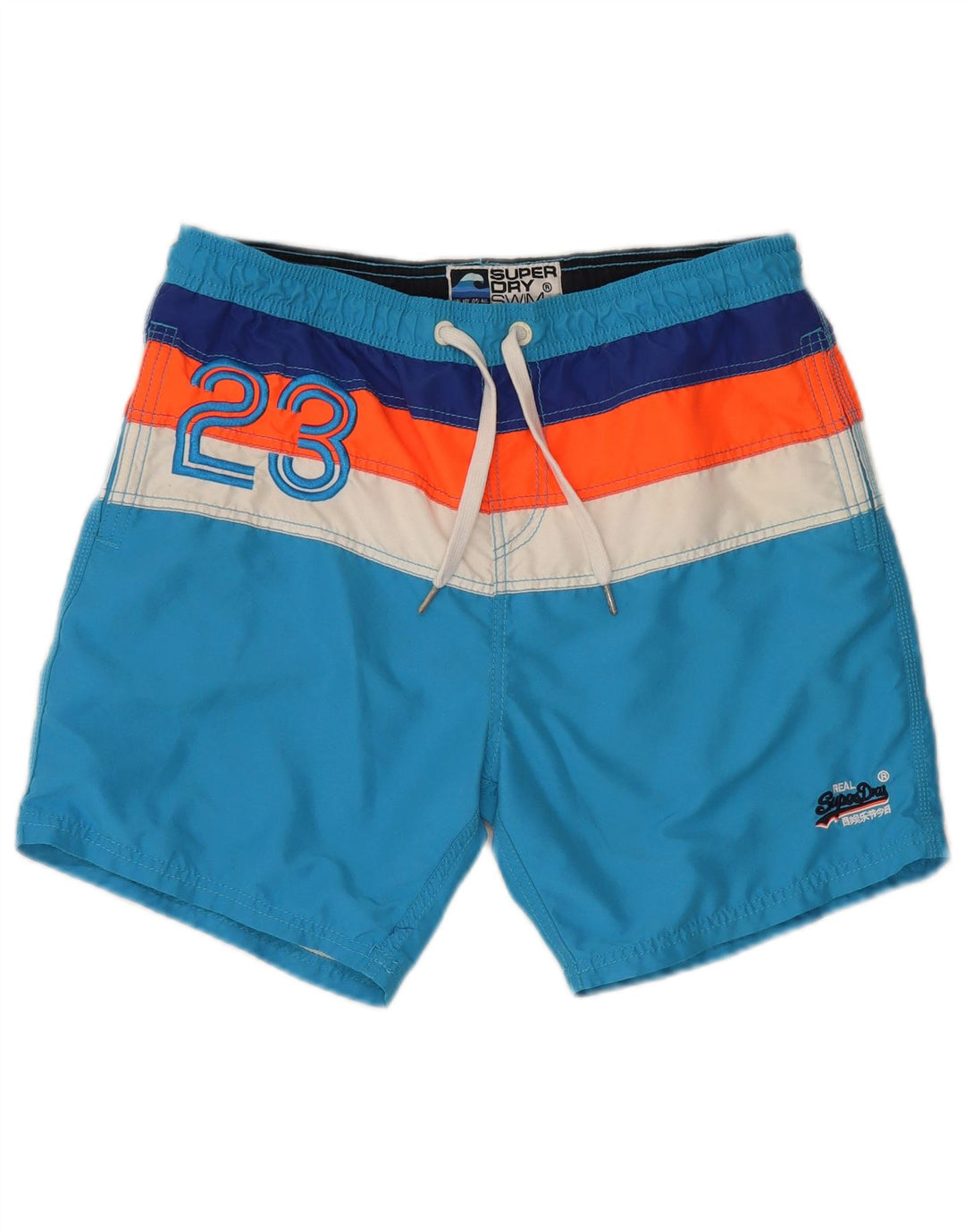 Męskie spodenki kąpielowe Superdry Graphic Regular, duże, niebieskie, z blokami kolorów