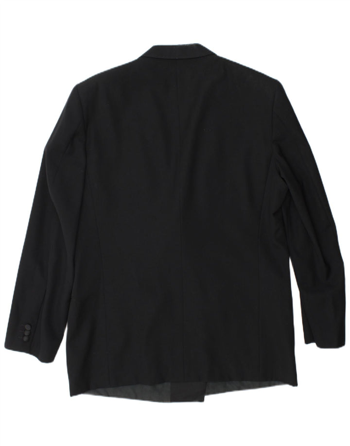 Egon Von Furstenberg Męskie UK 40 Large W32 L32 Czarna dziewicza wełna