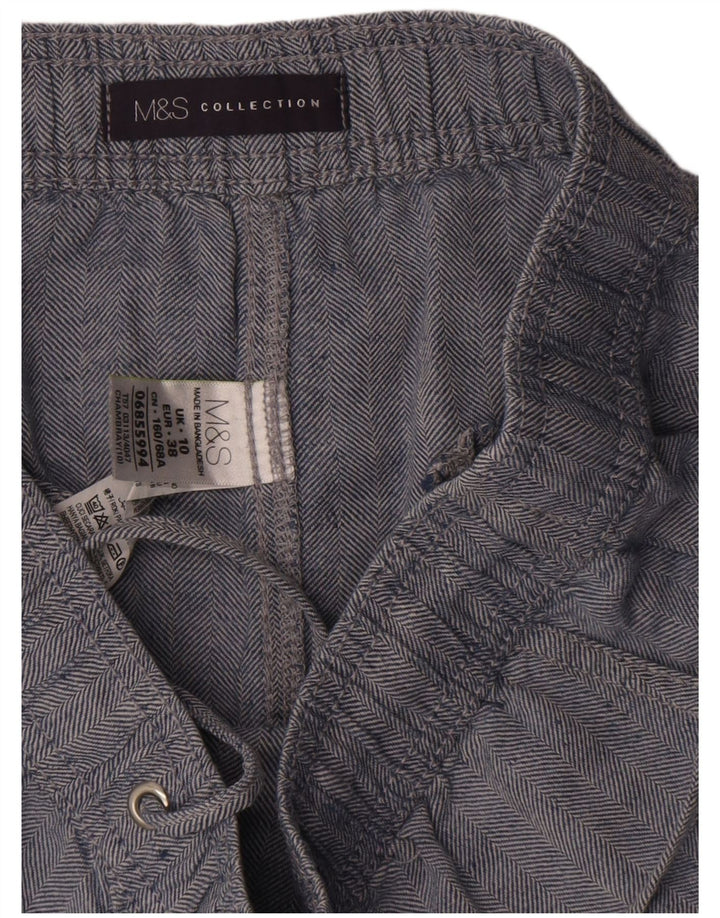 Marks & Spencer Damska spódnica midi UK 10 Small W30 Niebieska lniana w jodełkę
