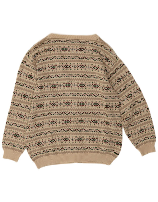 Sweter damski w stylu vintage, UK 14, średni szary Fair Isle