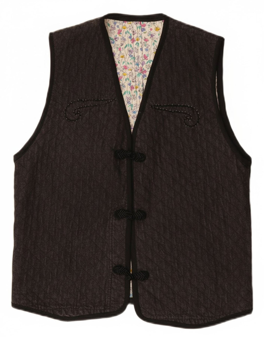 Kamizelka damska Vintage UK 12 Średni Szary Paisley