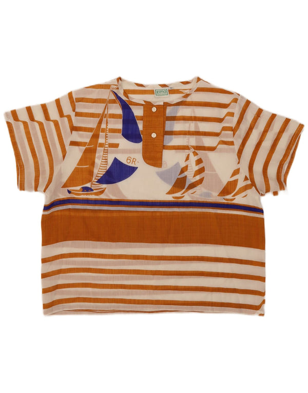 Damska bluzka oversize w stylu vintage z grafiką Top EU 36 w małe brązowe paski