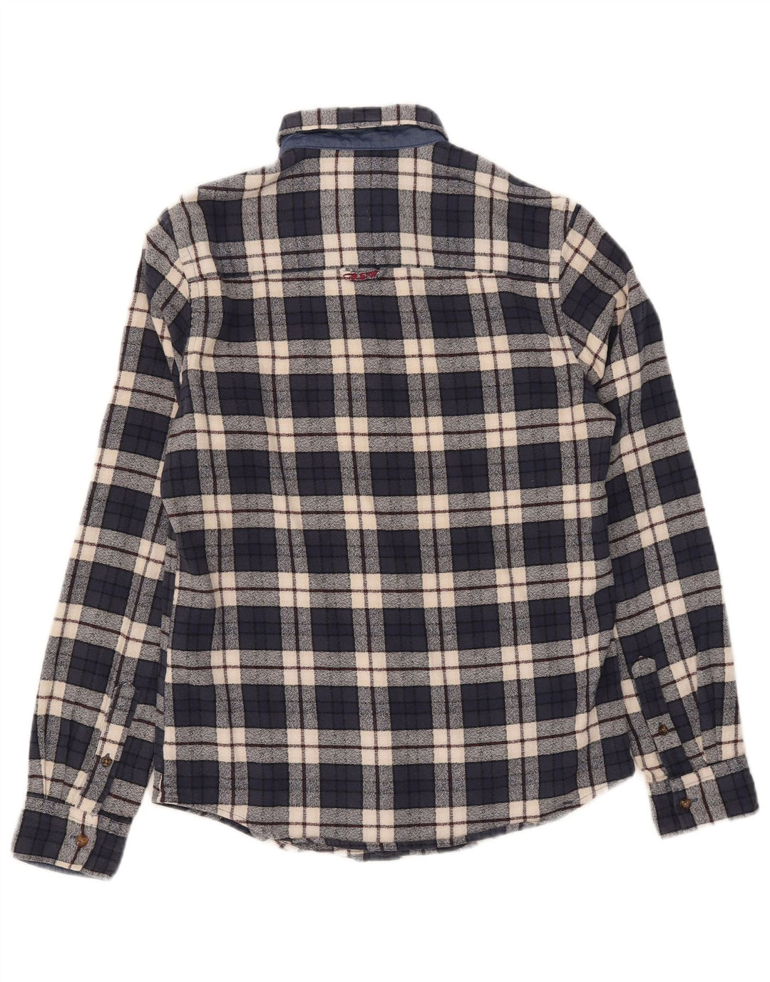 Crew Clothing Męska koszula flanelowa, mała, bawełniana w granatową kratkę