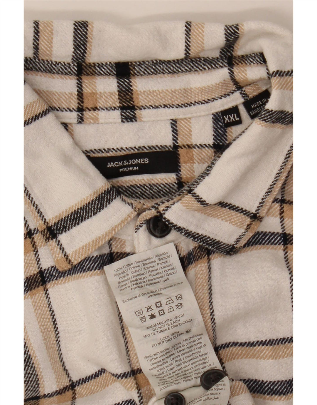 Męska koszula flanelowa Jack & Jones 2XL, bawełniana w białą kratkę