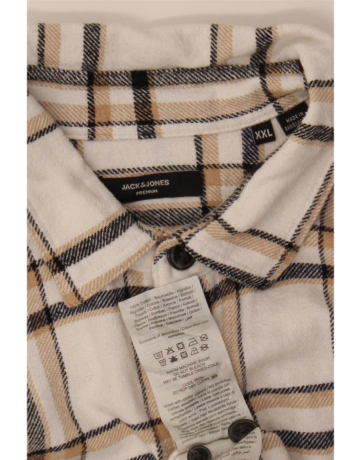 Męska koszula flanelowa Jack & Jones 2XL, bawełniana w białą kratkę