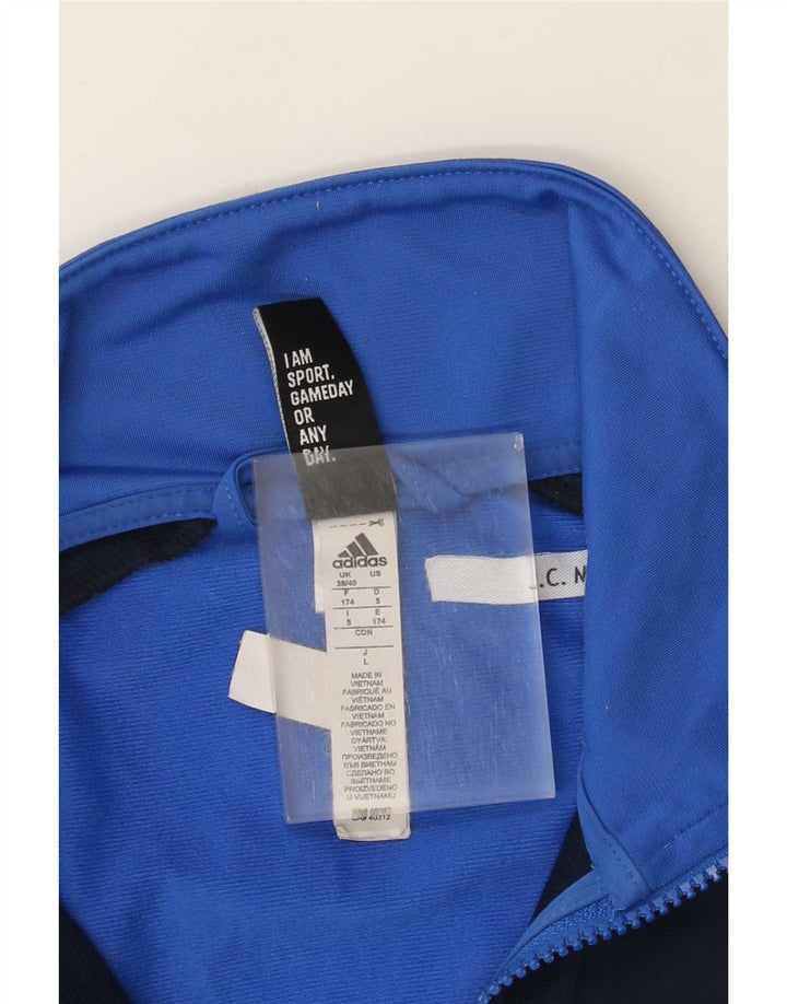 Adidas Męska bluza dresowa UK 38/40 Średni niebieski poliester z blokami kolorów