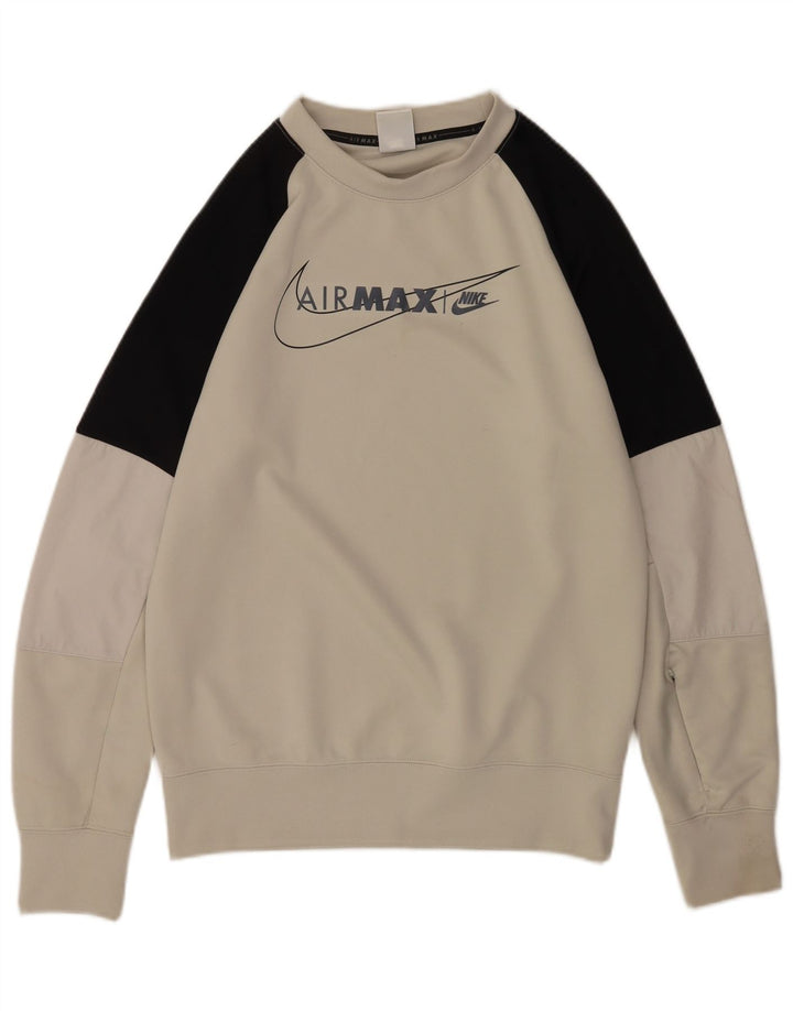 Męski sweter z grafiką Nike, mały, szary, z blokami kolorów, poliester