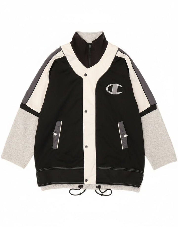 Męska kurtka dresowa Champion Graphic, duża, czarna, sportowa z blokami kolorów