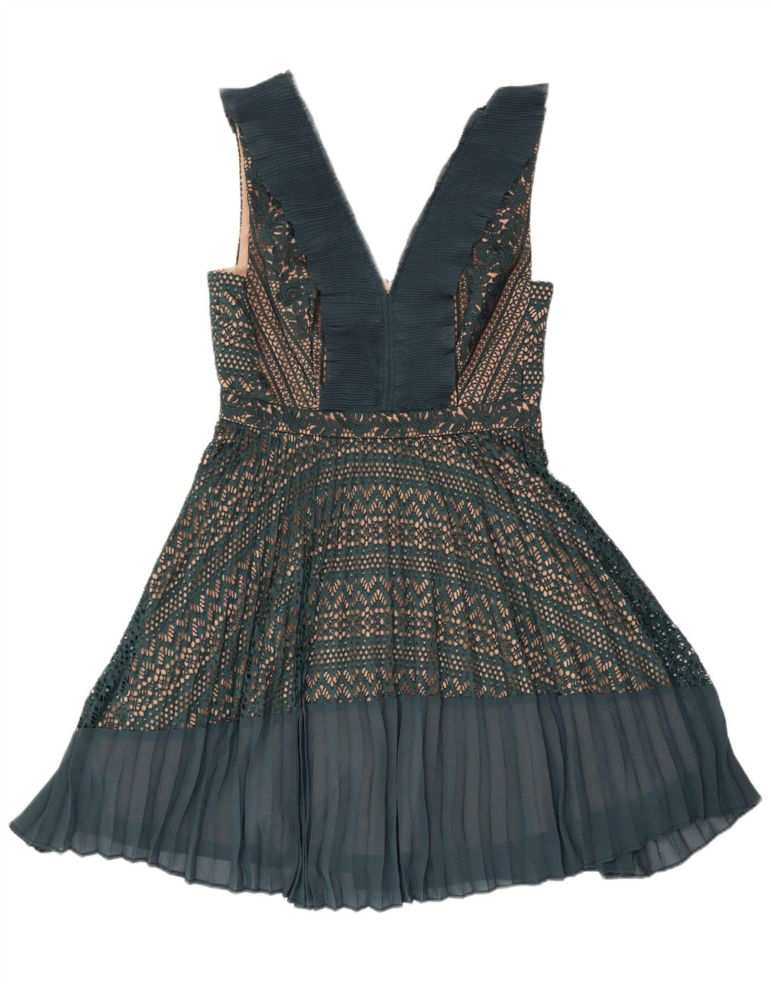 FRENCH CONNECTION Damska sukienka o linii A bez rękawów UK 12 Średnia zieleń