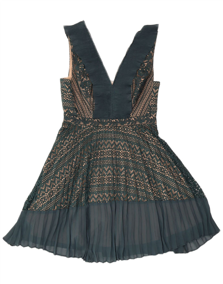 FRENCH CONNECTION Damska sukienka o linii A bez rękawów UK 12 Średnia zieleń