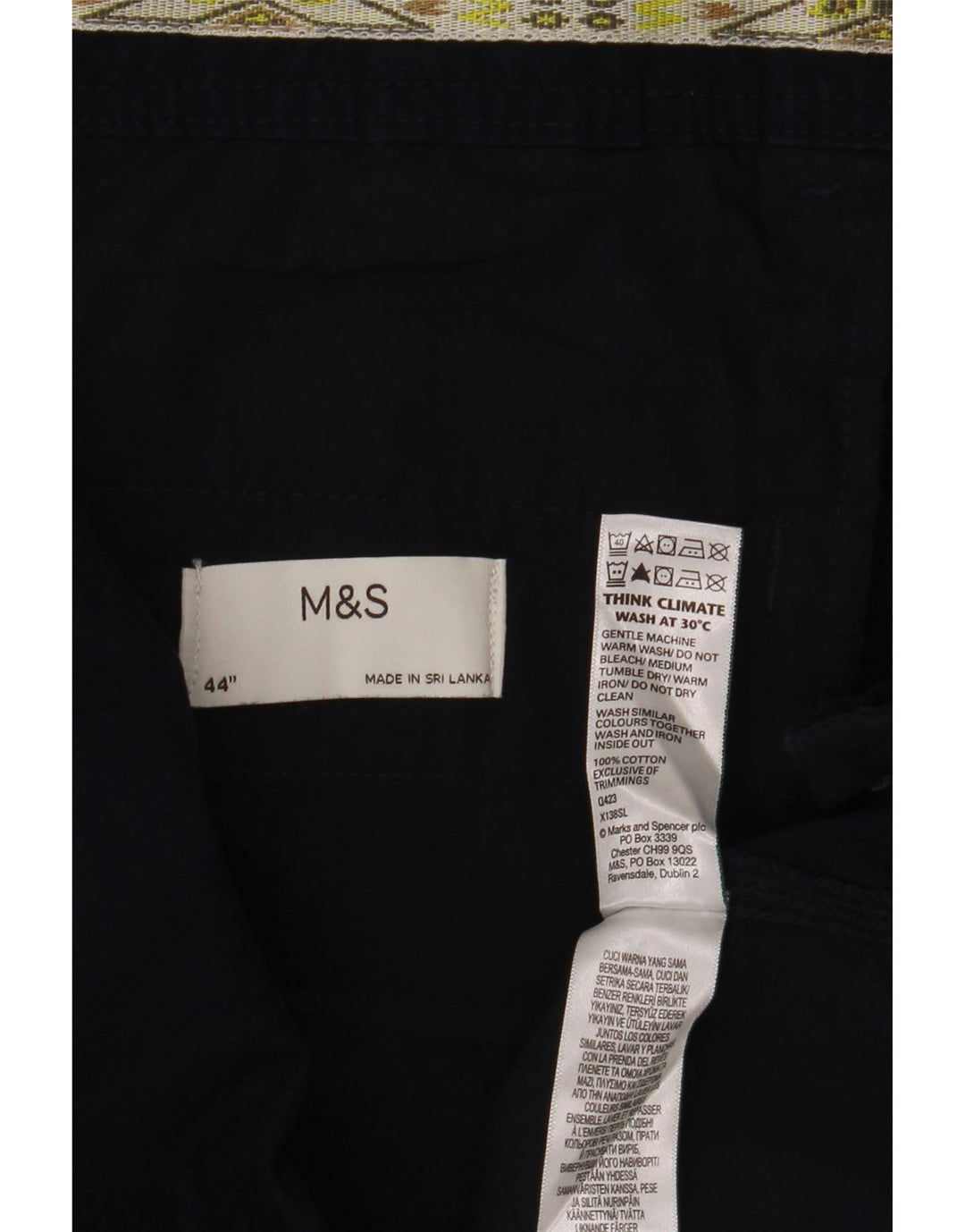 Marks & Spencer Męskie spodenki cargo W44 2XL Granatowe, bawełniane