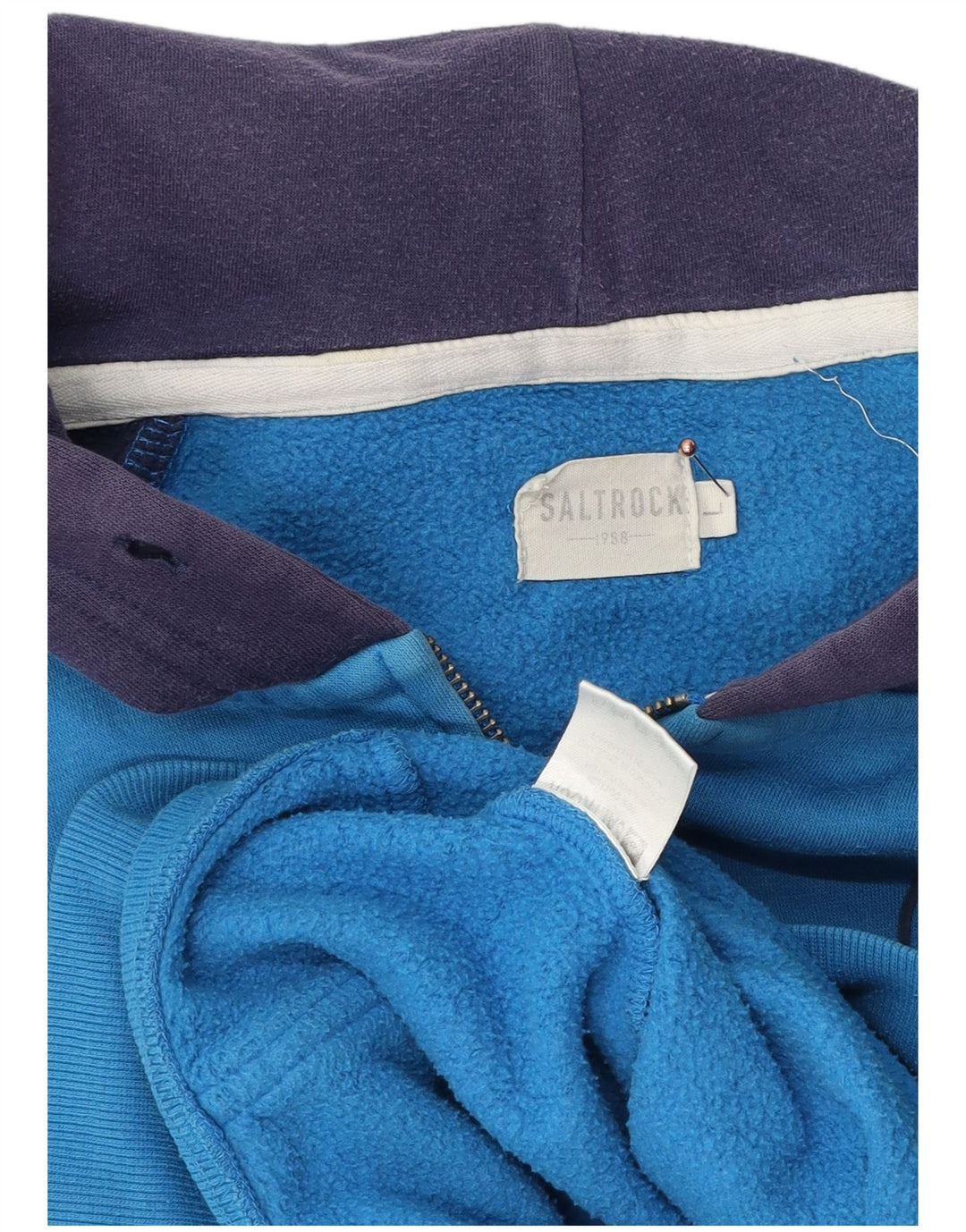 Męski sweter z kapturem i zamkiem Saltrock, duży, niebieski, bawełniany w bloki kolorów
