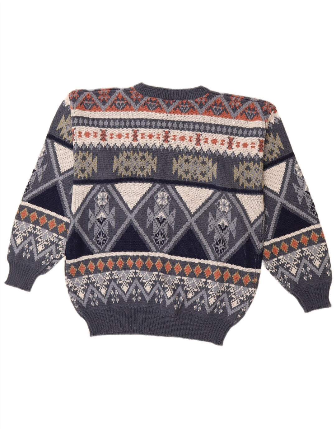 Męski sweter z okrągłym dekoltem w stylu VINTAGE IT 48/50 Średni granatowy Fair Isle