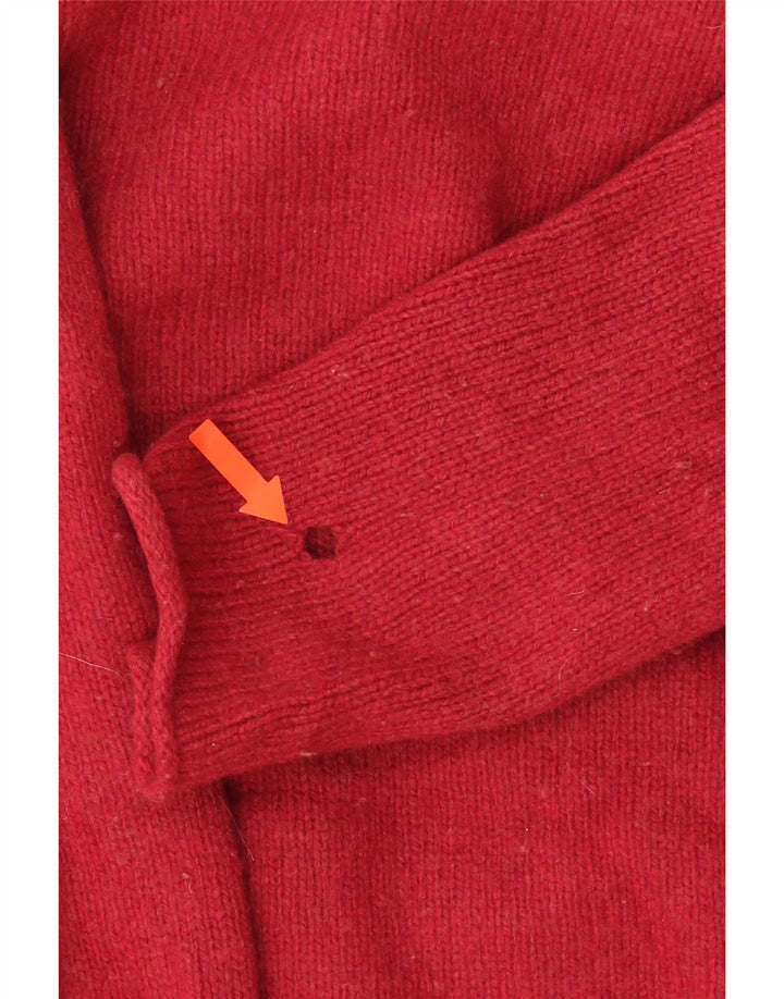 Sweter damski Jigsaw z wywijanym dekoltem UK 12 Średni czerwony owcza wełna