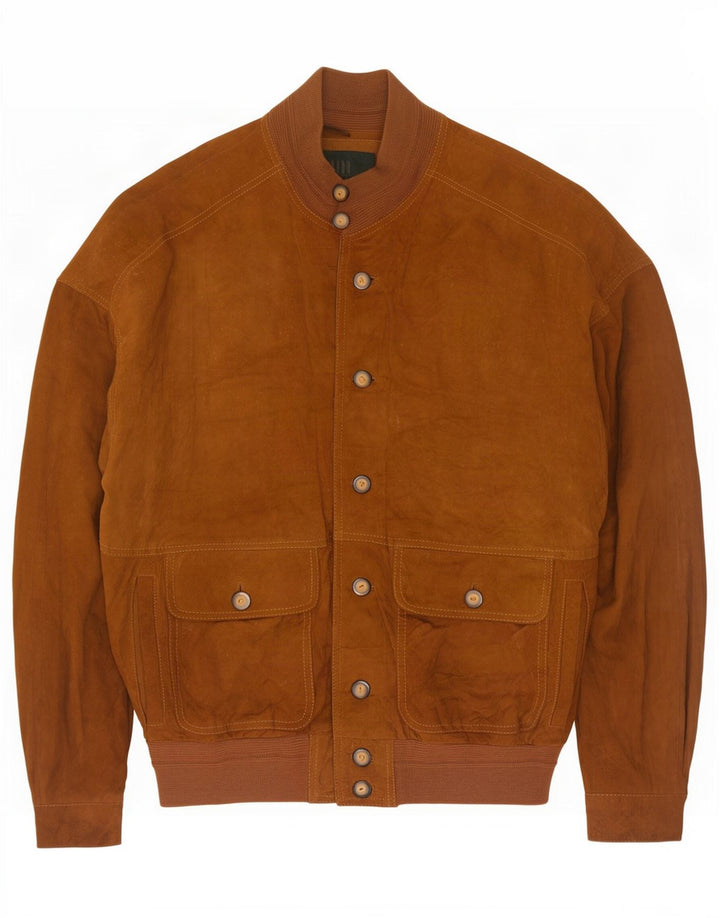 Vintage męska zamszowa kurtka bomber UK 42 XL brązowa skóra