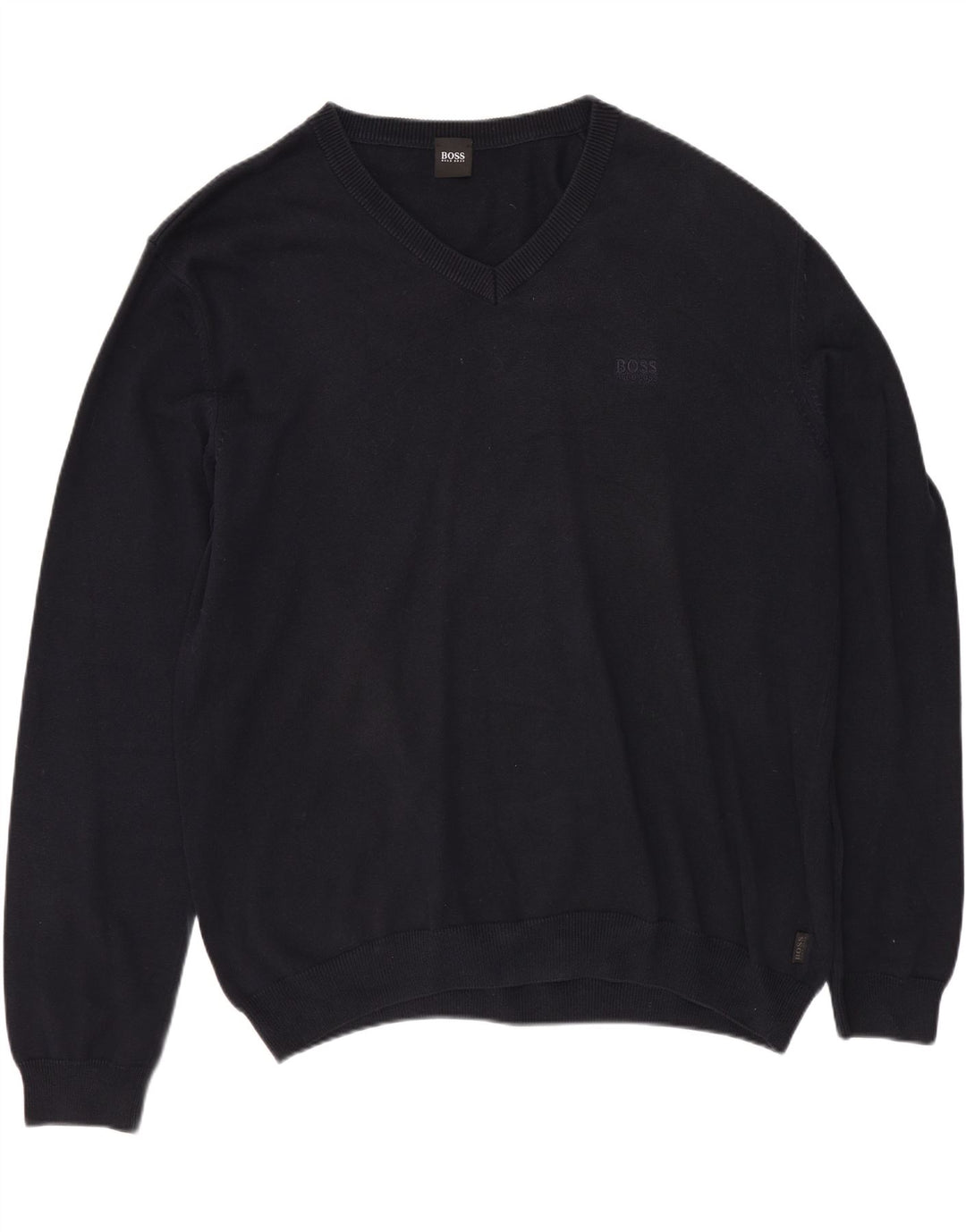 Męski sweter z dekoltem w kształcie litery V HUGO BOSS XL, granatowy, bawełniany