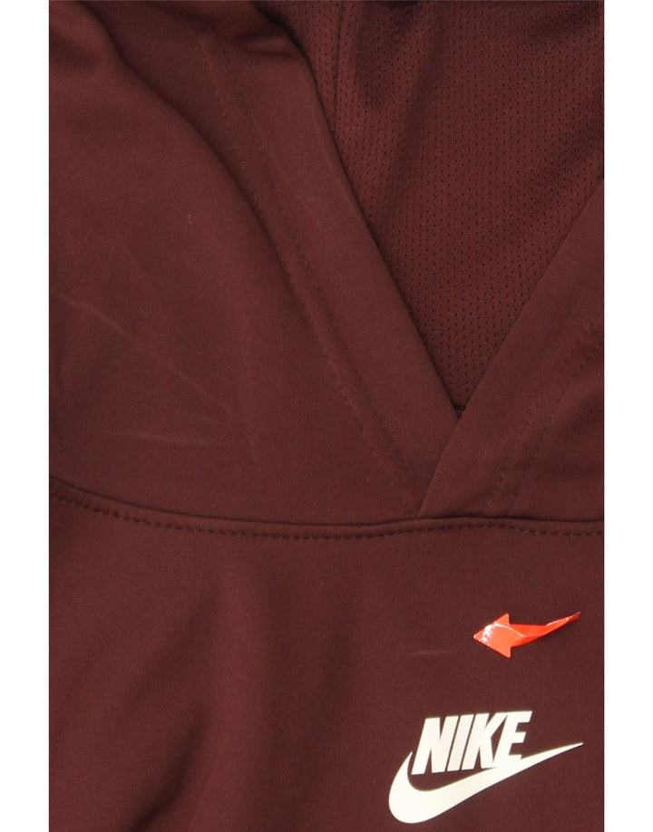 Chłopięcy sweter z kapturem NIKE z grafiką, 12-13 lat, duży, bordowy, z blokami kolorów