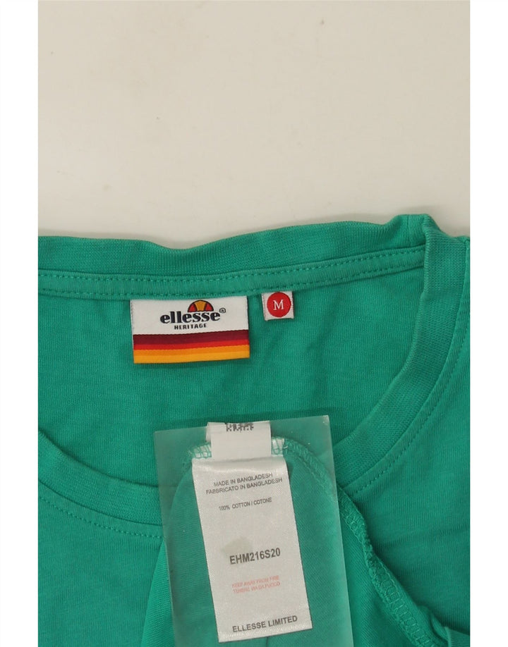 Męski T-shirt z grafiką ELLESSE Heritage, średni, turkusowy, bawełniany