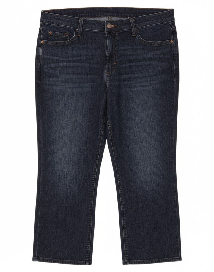 LEE Womens Riders Mid Rise Capri Jeans W34 L21 Navy Blue