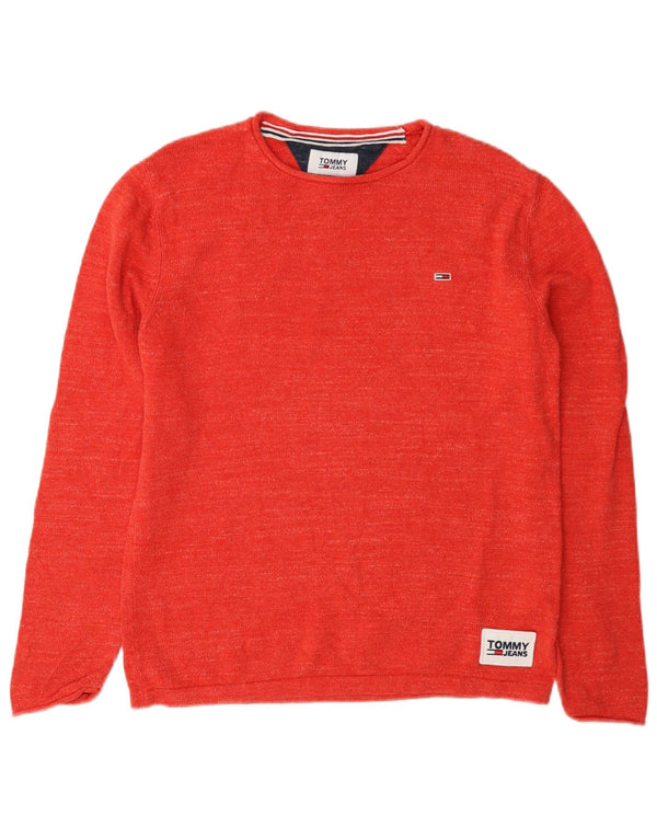Damski sweter oversize Tommy Hilfiger z dekoltem w łódkę UK 6 XS, czerwony, bawełniany