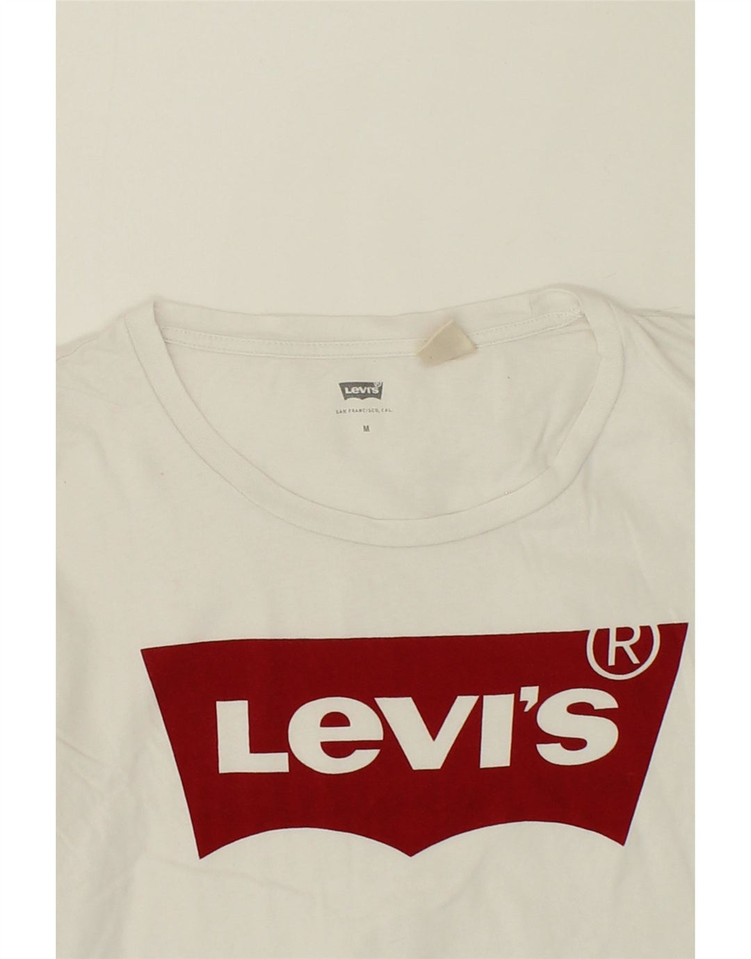 LEVI'S Womens Graphic T-Shirt Top UK 12 Medium White Cotton Vintage Levi's and Second-Hand Levi's from Messina Hembry 