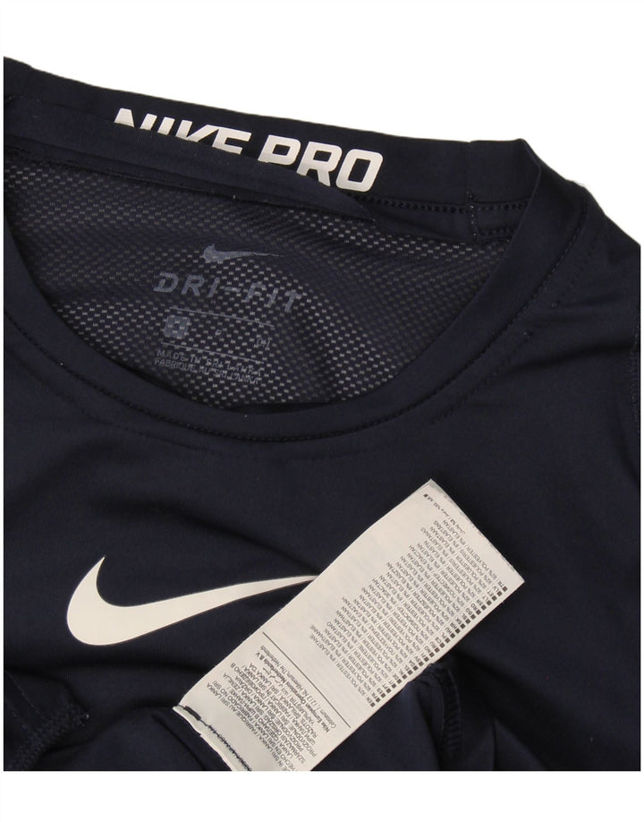 Męska koszulka Nike Dri Fit z długim rękawem, mała, granatowa, poliestrowa