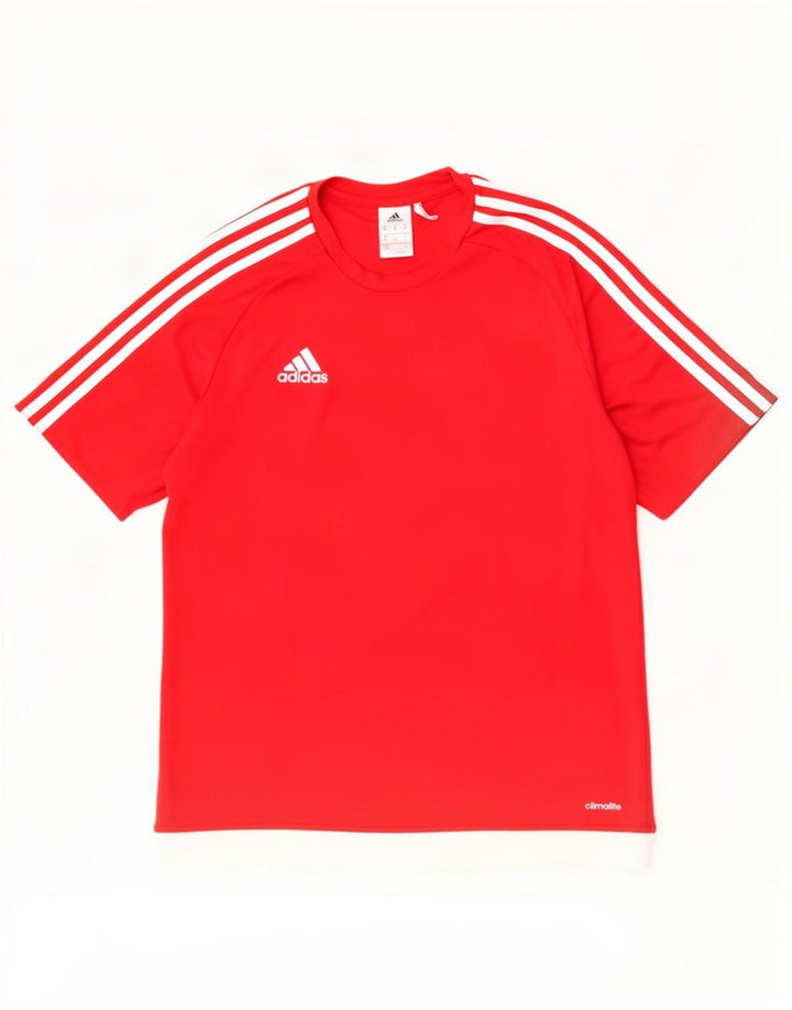 Męska koszulka Adidas Climalite Top z poliestru w kolorze średnio czerwonym