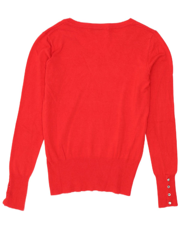 Sweter damski Guess z dekoltem w kształcie litery V, UK 4 XS, czerwona wiskoza
