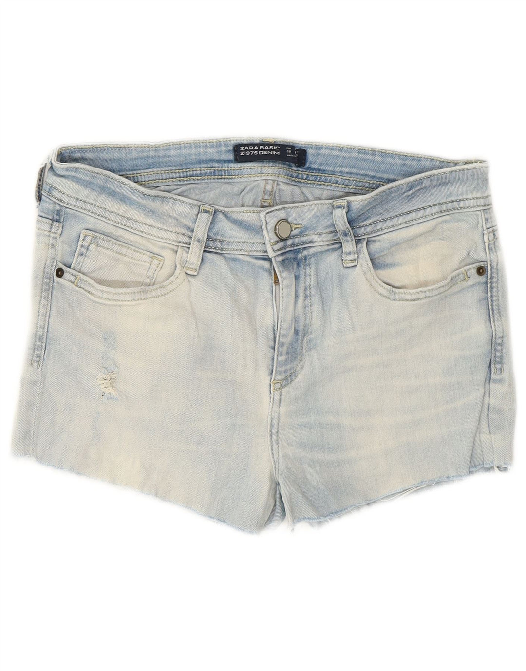 Damskie spodenki jeansowe Zara w trudnej sytuacji EU 38 Small W28 niebieskie