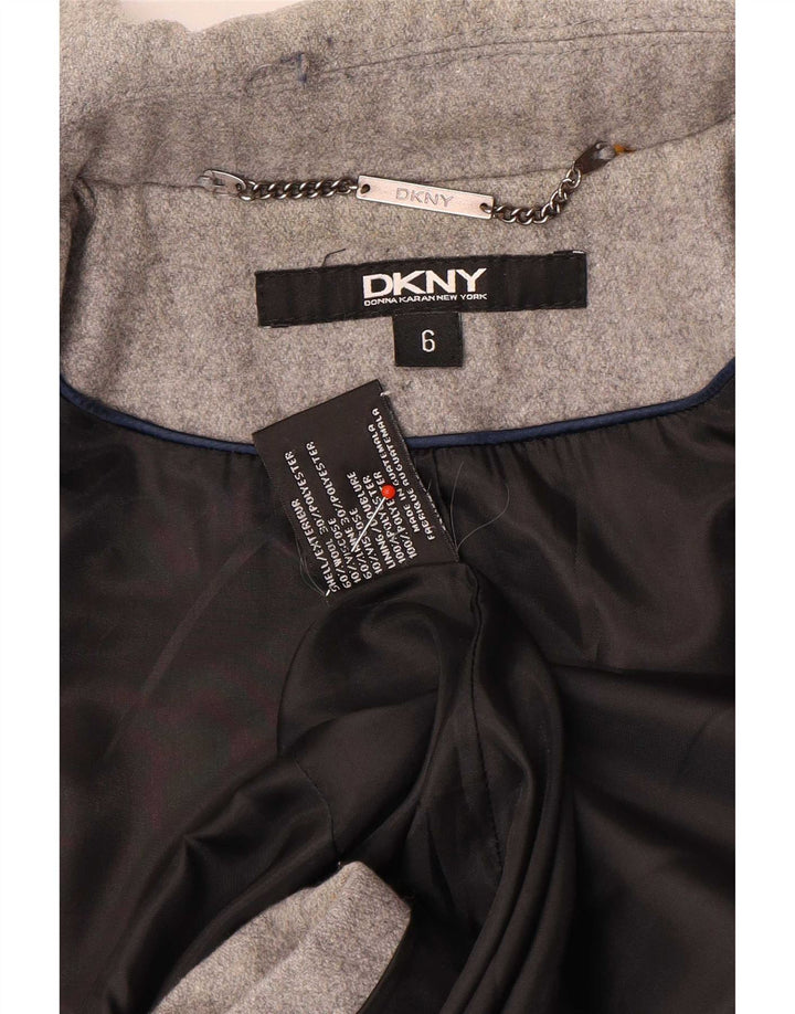 Dkny damski płaszcz groszkowy US 6 średnioszary wełniany
