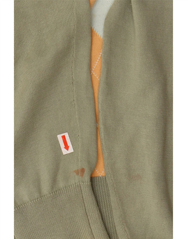 Sweter damski PRINGLE z dekoltem w kształcie litery V, UK 14, średni khaki, argyle/diament