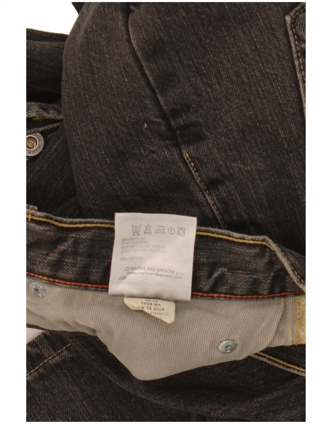 Marks & Spencer Męskie proste dżinsy W36 L33 Czarne bawełniane