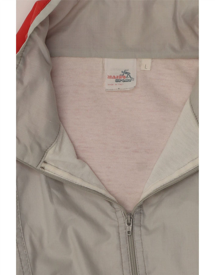 Męska bluza dresowa w stylu vintage, duża, szara bawełna z blokami kolorów