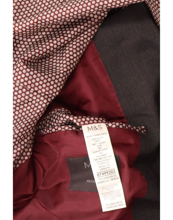 Marks & Spencer Męska marynarka zapinana na 2 guziki o regularnym kroju, UK 48 4XL, szara