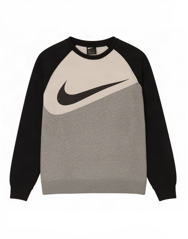 Nike Mens Graphic Sweatshirt Jumper Medium Grey Colourblock Cotton