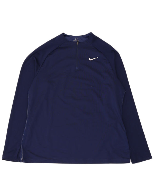 Męski dres Nike Dri Fit z zamkiem błyskawicznym na szyi, XL Granatowy poliester