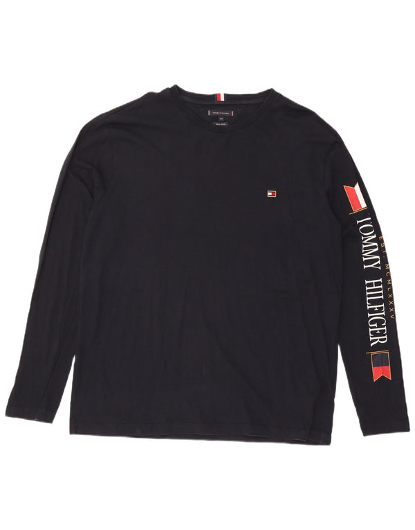 Tommy Hilfiger Męski wysoki top z grafiką z długim rękawem, 2XL, granatowy, bawełniany