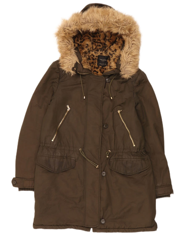 Damska kurtka z kapturem Sherpa Parka Zara UK 14, średni khaki
