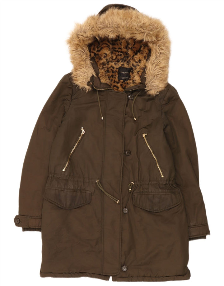 Damska kurtka z kapturem Sherpa Parka Zara UK 14, średni khaki